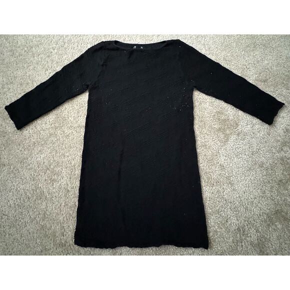 Tees by Tina Dress One Size Scoop Neck Stretchy Crinkle 3/4 Sleeve Black USA - Picture 1 of 5